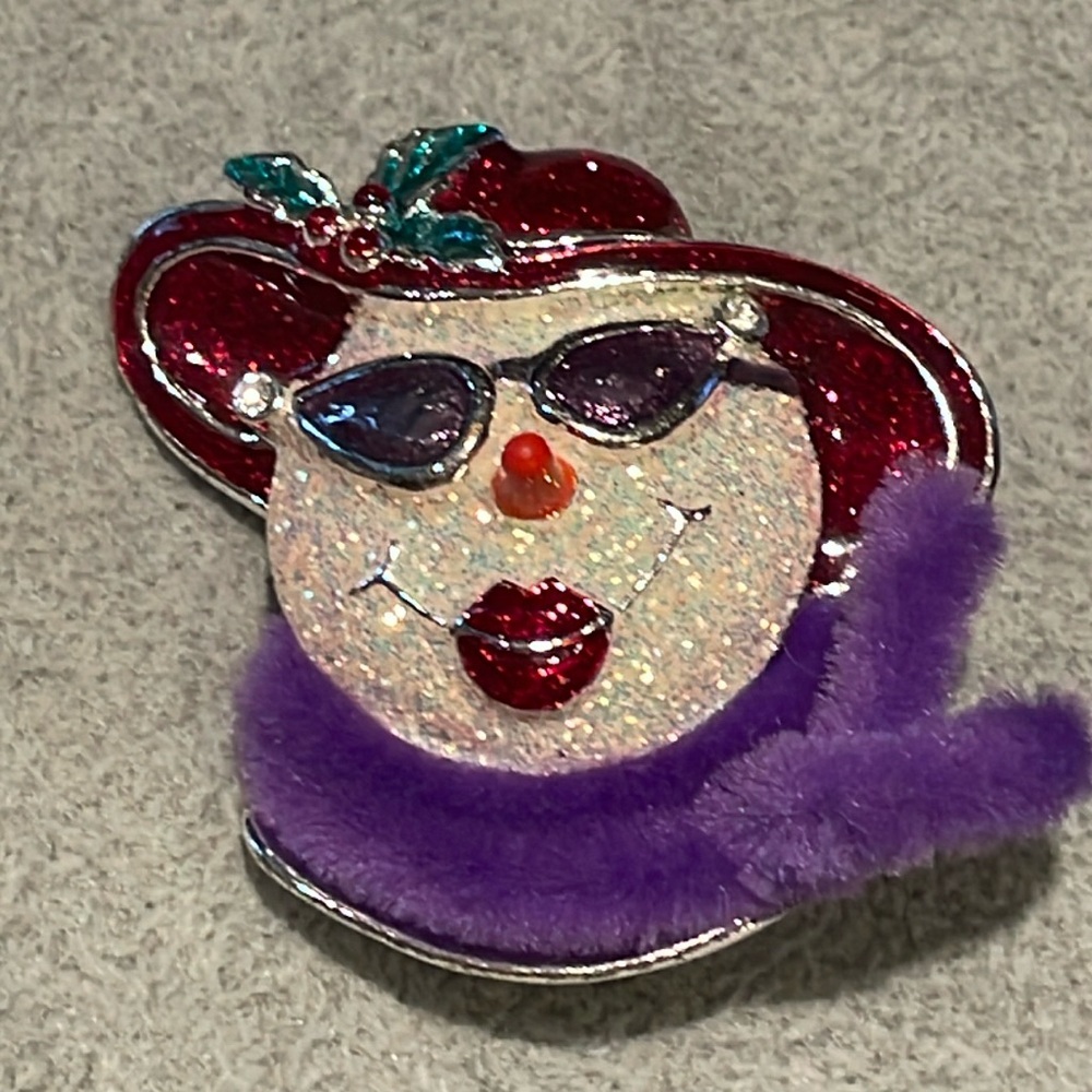 Fancy Ms. Snowman Lady Brooch Pin